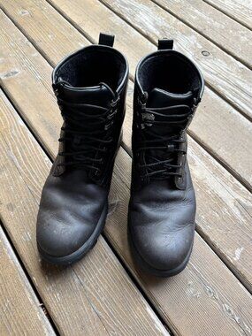 UGG Black Leather Kirkson Lace Up Waterproof Boots in Men's 11